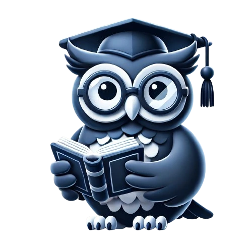 maskot tipskuliah.id burung hantu buku toga